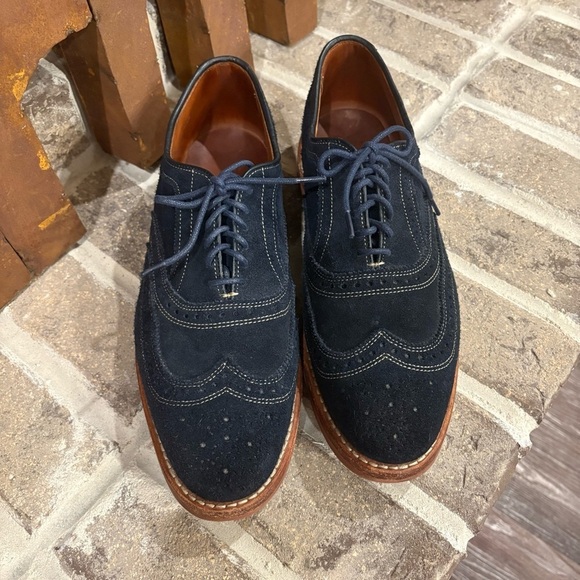 Allen Edmonds Wingtip Oxford Dress Shoes Navy Blue  Suede Size 10 main image 6